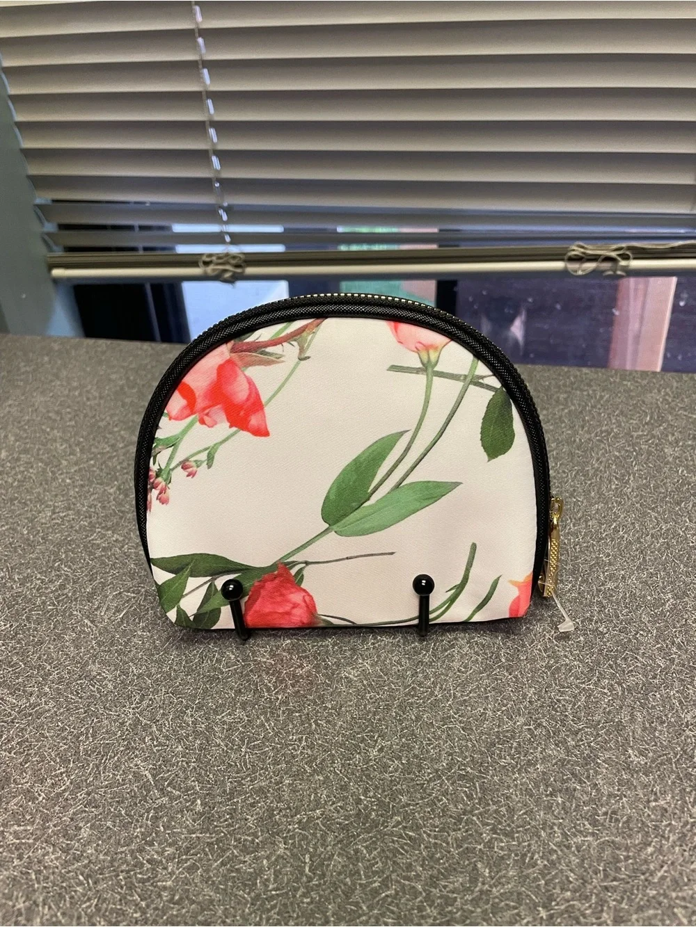 Ted Baker Cream Floral Cosmetic Pouch with Pink Flowers